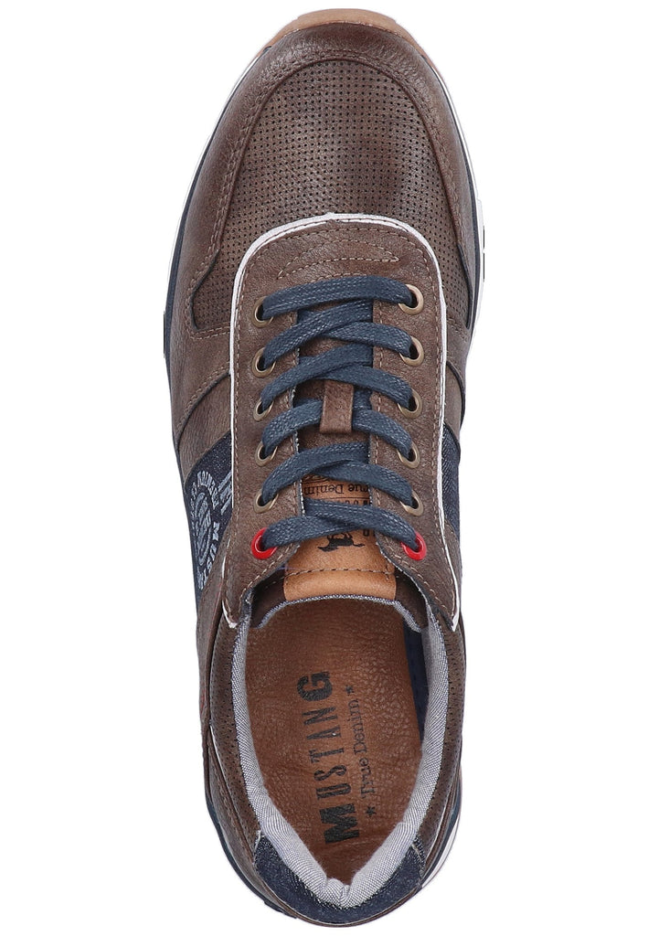 Mustang Sneaker Lederimitat/Textil Dunkelbraun - surf4shoes