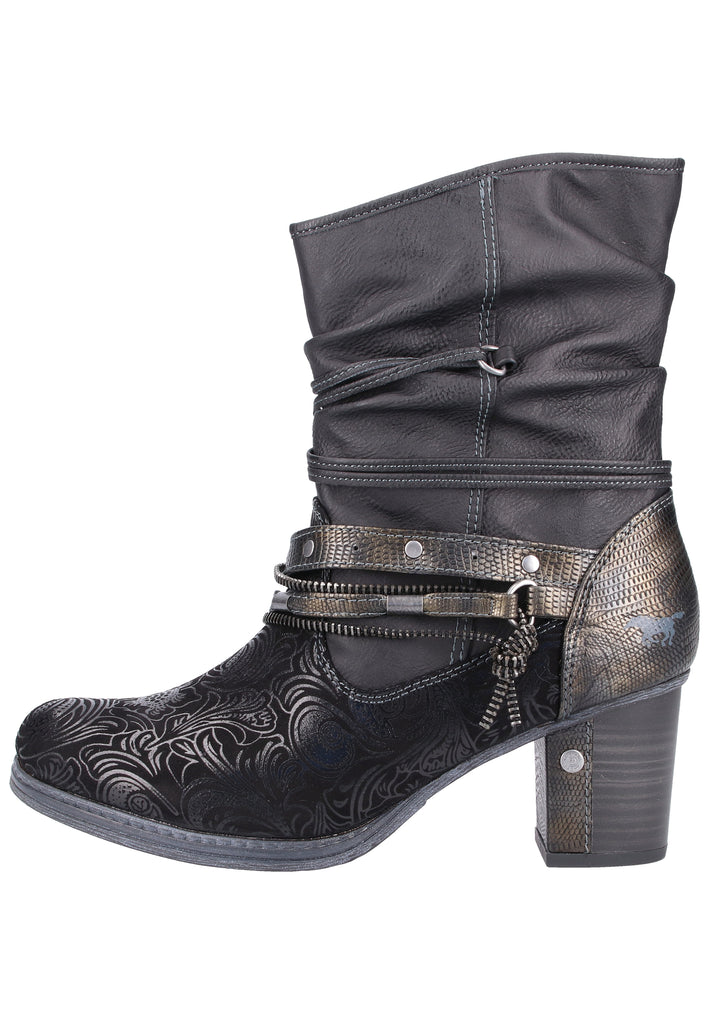Mustang Stiefelette Lederimitat Schwarz - surf4shoes