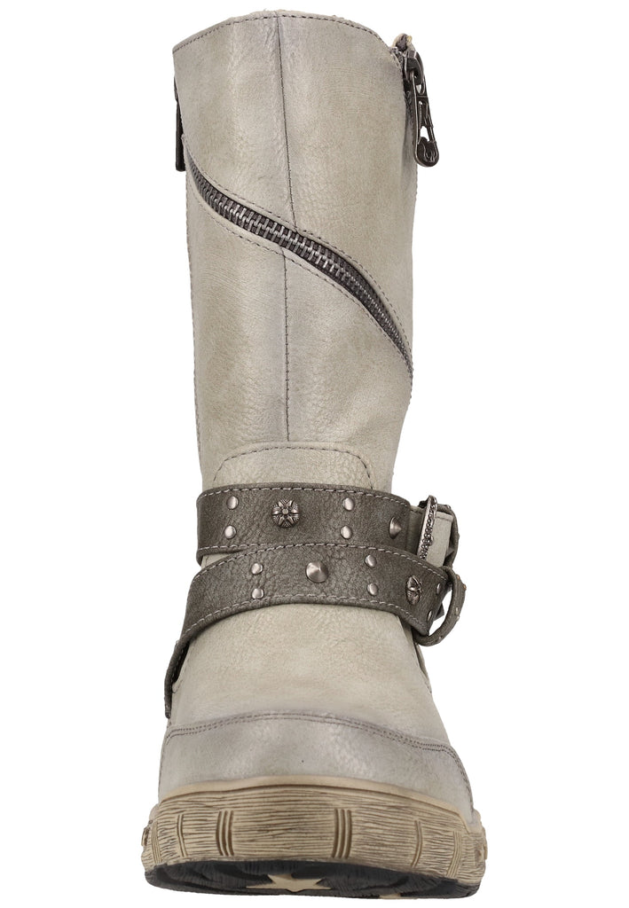 Mustang Stiefel Lederimitat Hellgrau Warmfutter - surf4shoes
