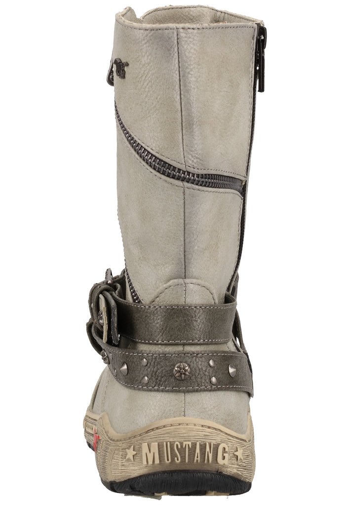 Mustang Stiefel Lederimitat Hellgrau Warmfutter - surf4shoes