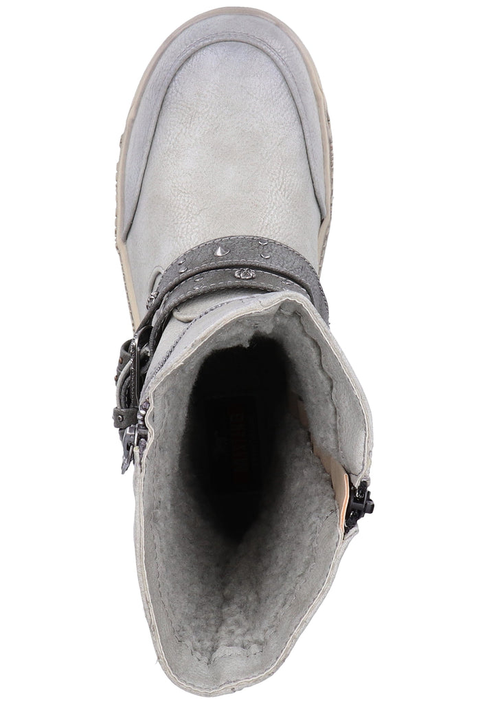 Mustang Stiefel Lederimitat Hellgrau Warmfutter - surf4shoes