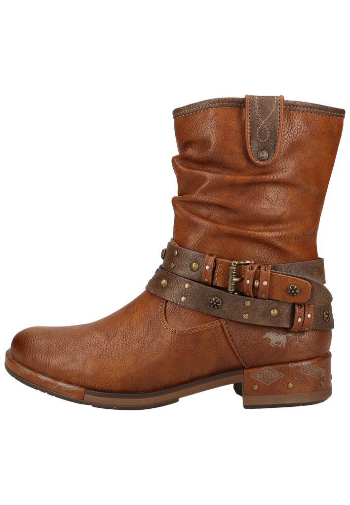 Mustang Stiefelette Lederimitat Kastanie Warmfutter - surf4shoes