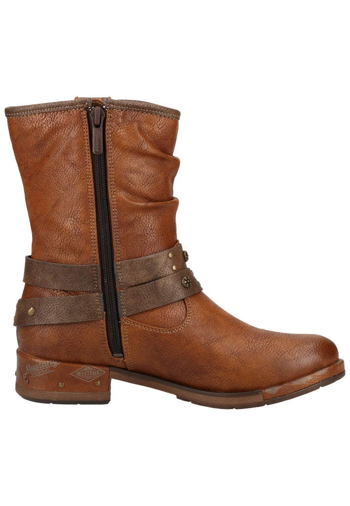 Mustang Stiefelette Lederimitat Kastanie Warmfutter - surf4shoes