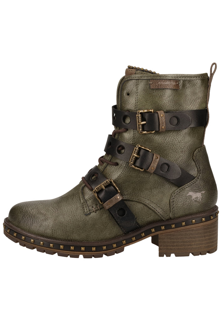 Mustang Stiefelette Lederimitat Oliv Warmfutter - surf4shoes