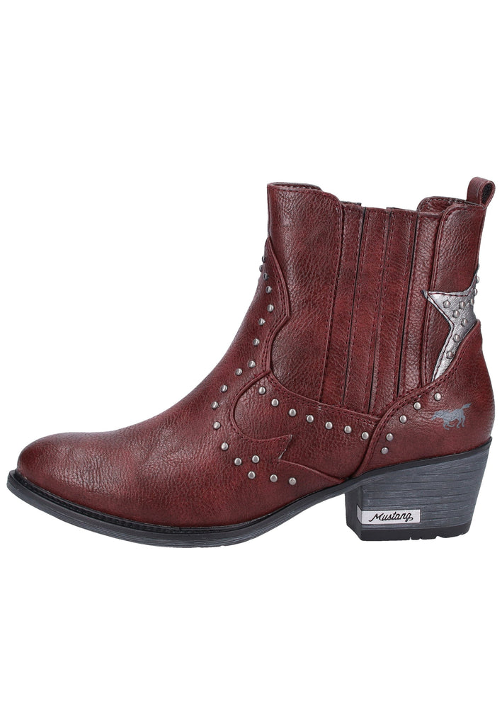 Mustang Stiefelette Lederimitat Bordeaux Warmfutter - surf4shoes