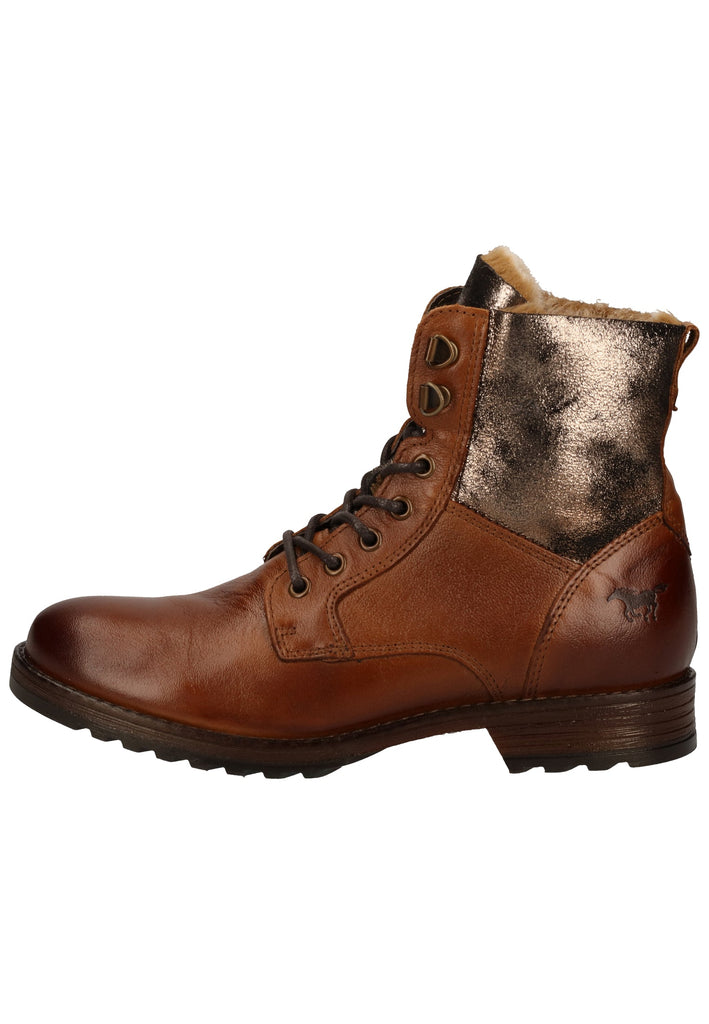 Mustang Stiefelette Lederimitat Cognac Warmfutter - surf4shoes