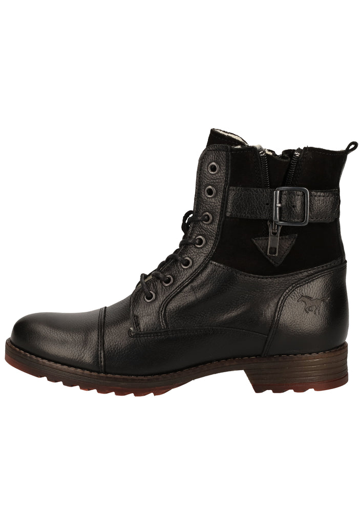 Mustang Stiefelette Lederimitat Schwarz Warmfutter - surf4shoes