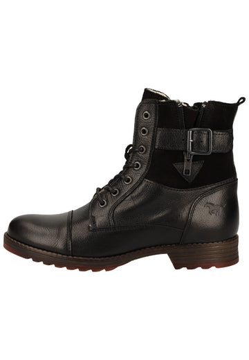 Mustang Stiefelette Lederimitat Schwarz Warmfutter - surf4shoes