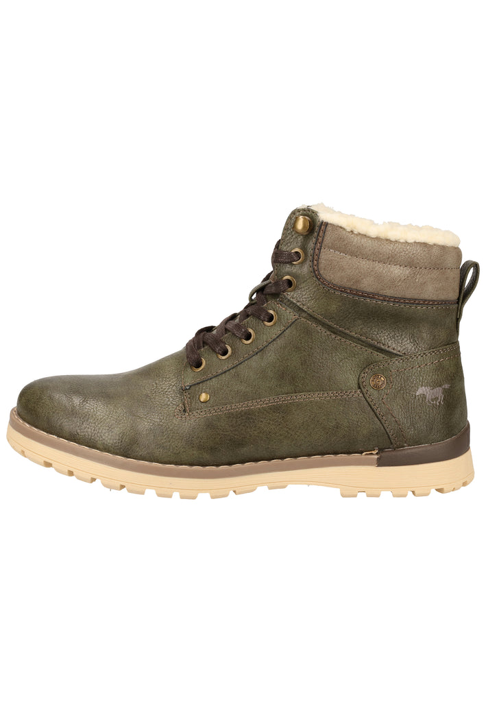 Mustang Stiefelette Lederimitat Olive Warmfutter - surf4shoes