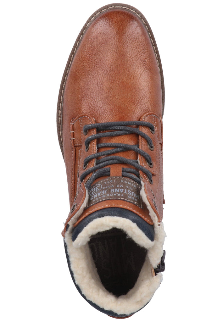 Mustang Stiefelette Lederimitat Kastanie Warmfutter - surf4shoes