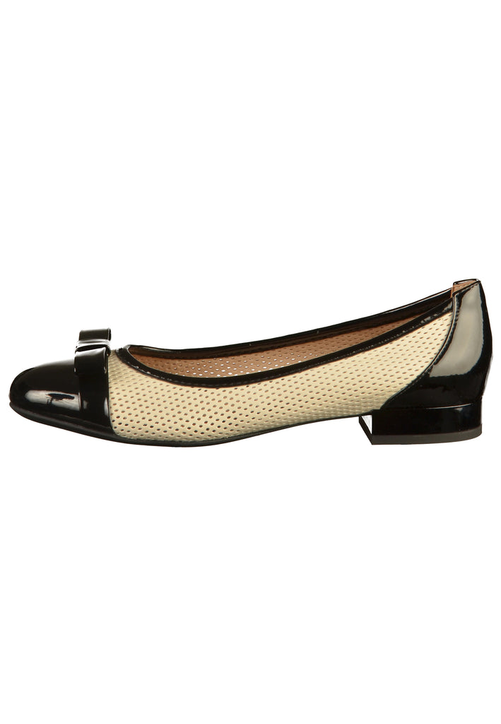 Geox Ballerinas Lederimitat Beige/Schwarz - surf4shoes