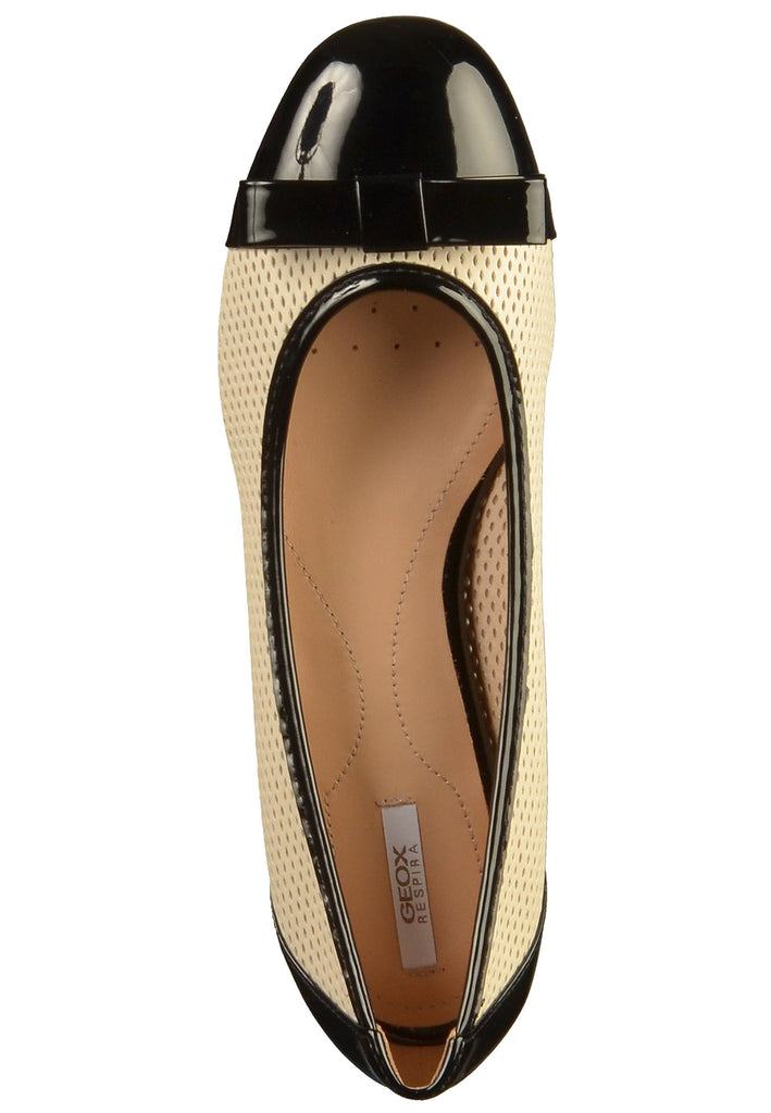 Geox Ballerinas Lederimitat Beige/Schwarz - surf4shoes