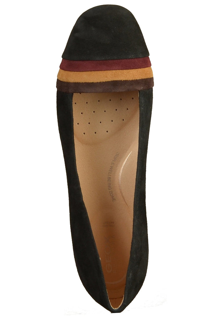 Geox Ballerinas Veloursleder Schwarz/Bordeaux - surf4shoes