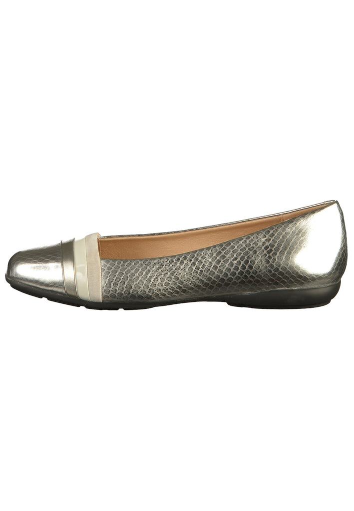 Geox Ballerinas Leder Silber/Weiß - surf4shoes