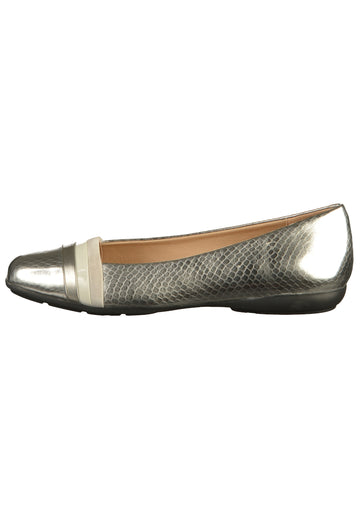 Geox Ballerinas Leder Silber/Weiß - surf4shoes