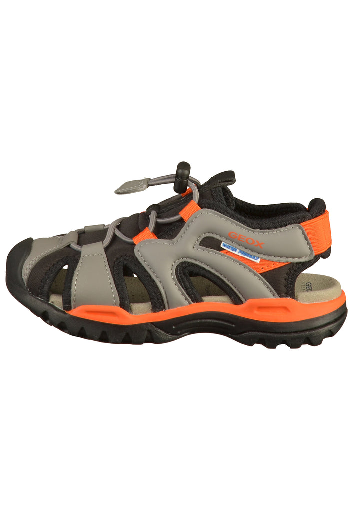Geox Sandalen Lederimitat/Mesh Schwarz/Orange - surf4shoes
