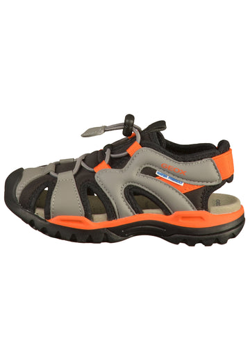 Geox Sandalen Lederimitat/Mesh Schwarz/Orange - surf4shoes