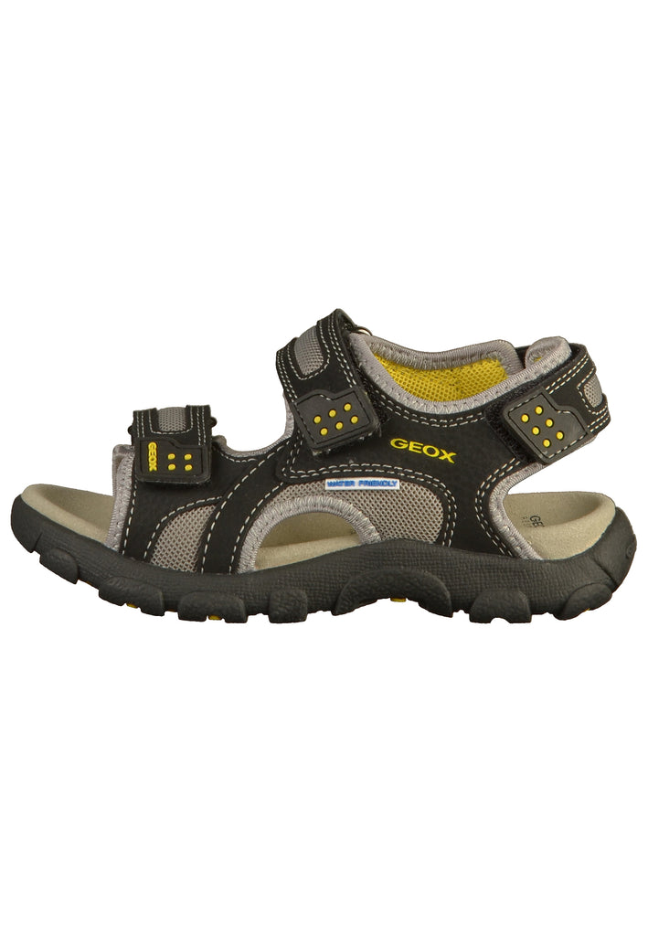 Geox Sandalen Lederimitat/Mesh Schwarz/Gelb - surf4shoes
