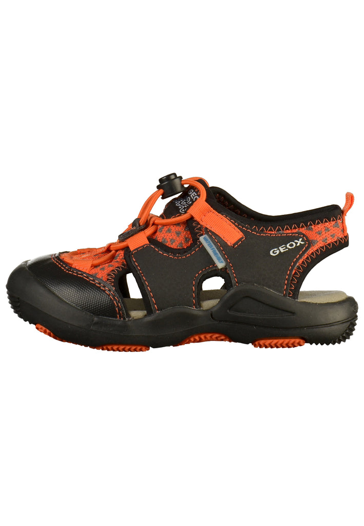 Geox Sandalen Lederimitat/Mesh Schwarz/Orange - surf4shoes