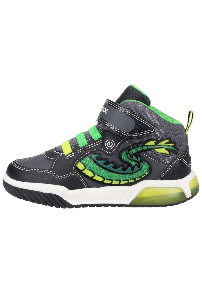 Geox Sneaker Lederimitat/Mesh Schwarz/Grün - surf4shoes
