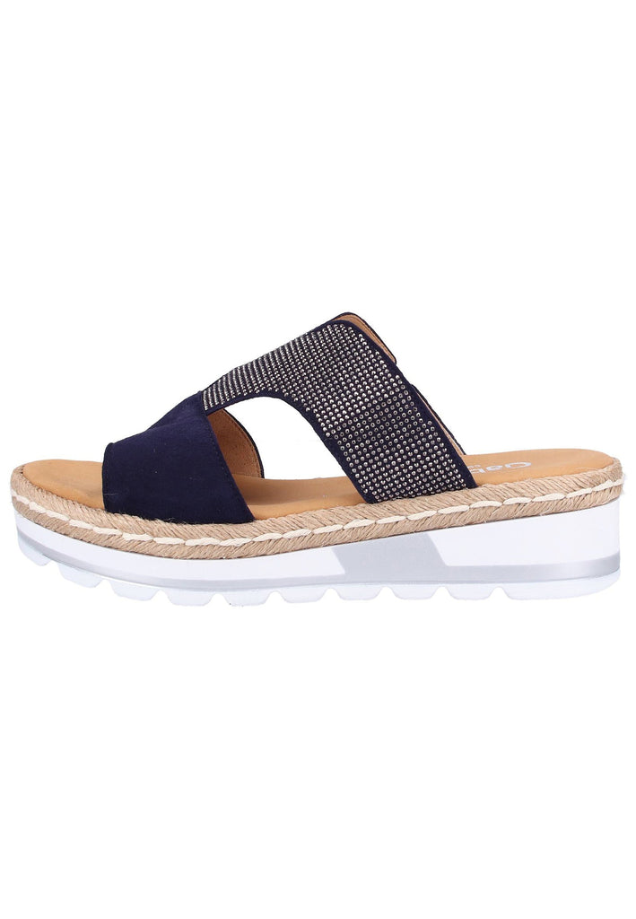 Gabor Pantoletten Leder Blau - surf4shoes
