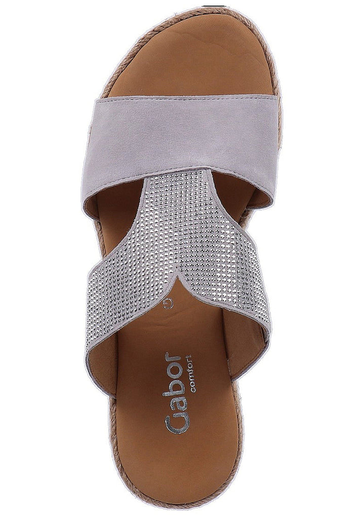 Gabor Pantoletten Leder Hellgrau - surf4shoes