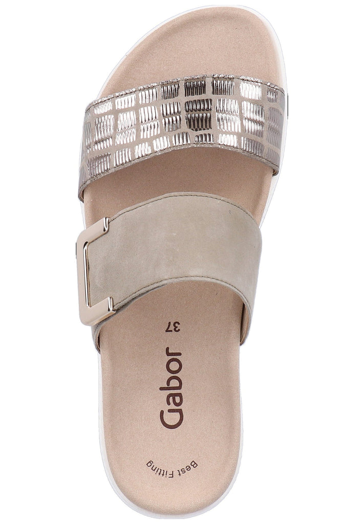 Gabor Pantoletten Leder Beige - surf4shoes