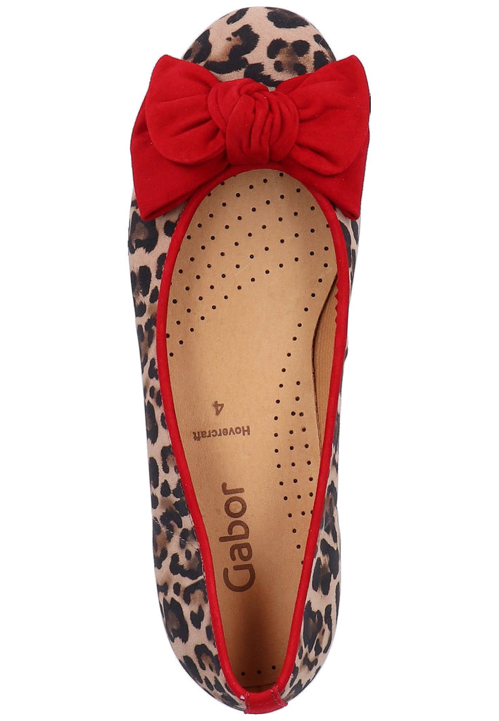 Gabor Ballerinas Veloursleder Beige/Rot - surf4shoes