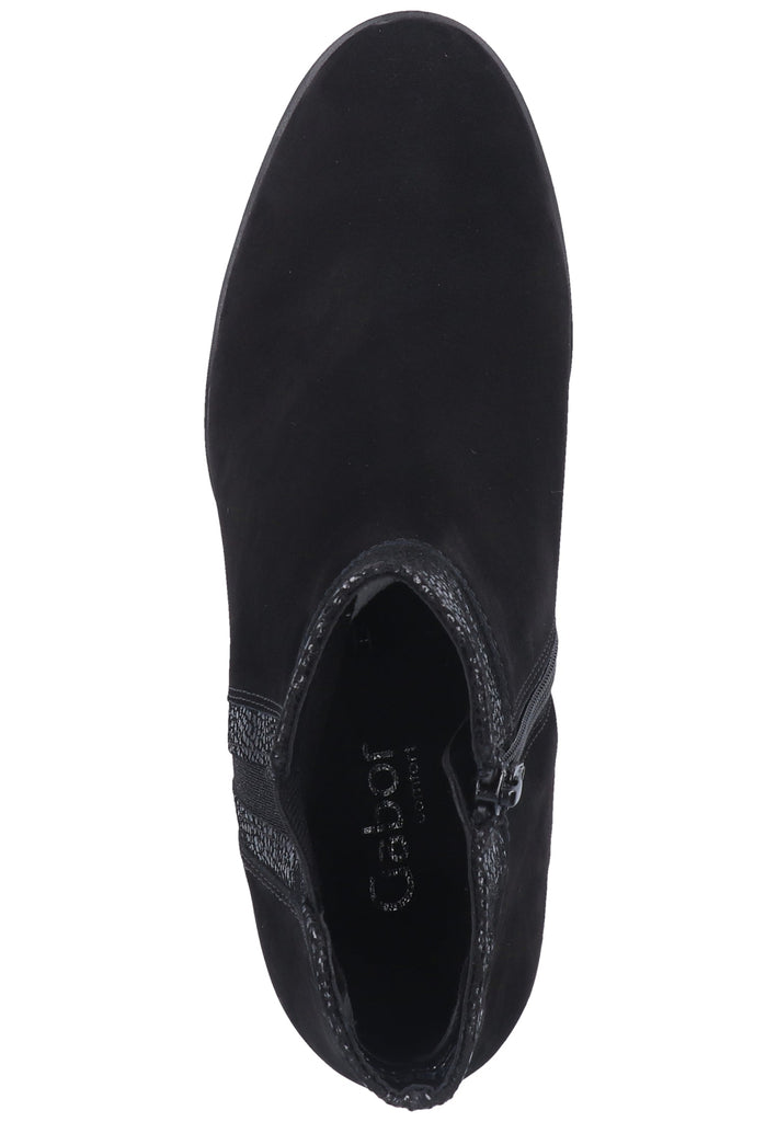 Gabor Stiefelette Veloursleder Schwarz - surf4shoes