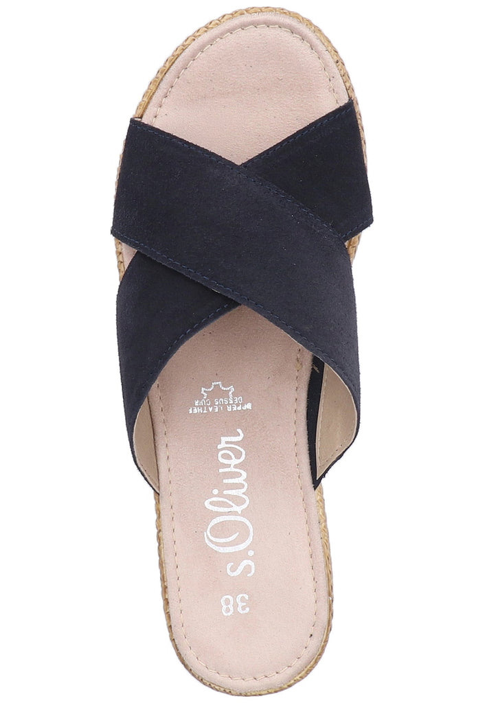 s.Oliver Pantoletten Nubukleder Navy - surf4shoes