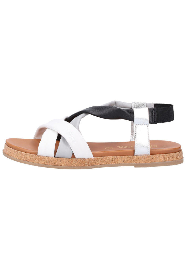s.Oliver Sandalen Leder Weiß/Schwarz - surf4shoes