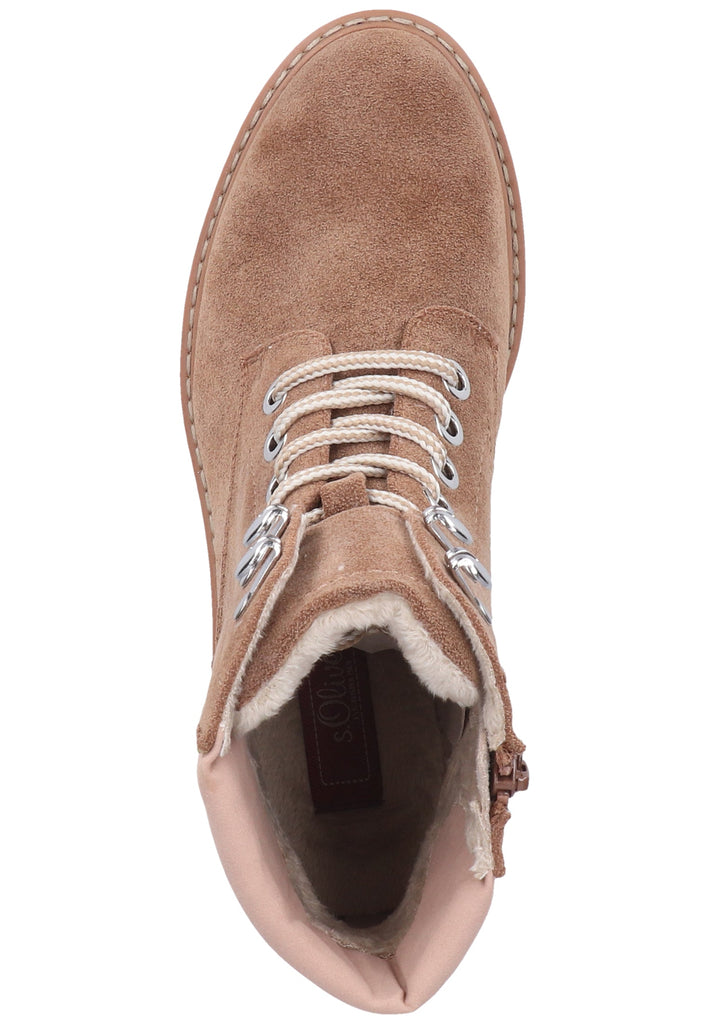 s.Oliver Stiefelette Lederimitat/Textil Braun/Rosa - surf4shoes