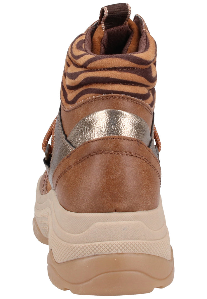 s.Oliver Stiefelette Lederimitat/Textil Cognac - surf4shoes