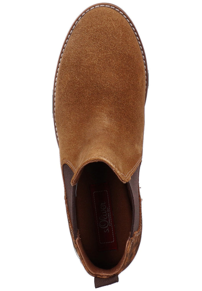 s.Oliver Stiefelette Veloursleder Cognac - surf4shoes