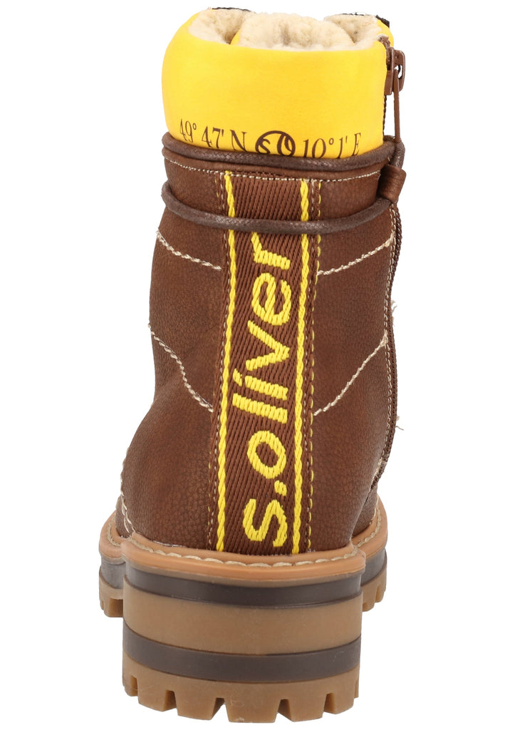 s.Oliver Stiefelette Lederimitat/Textil Braun Warmfutter - surf4shoes