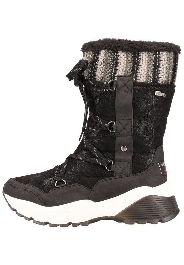 s.Oliver Stiefel Lederimitat/Textil Schwarz Warmfutter - surf4shoes