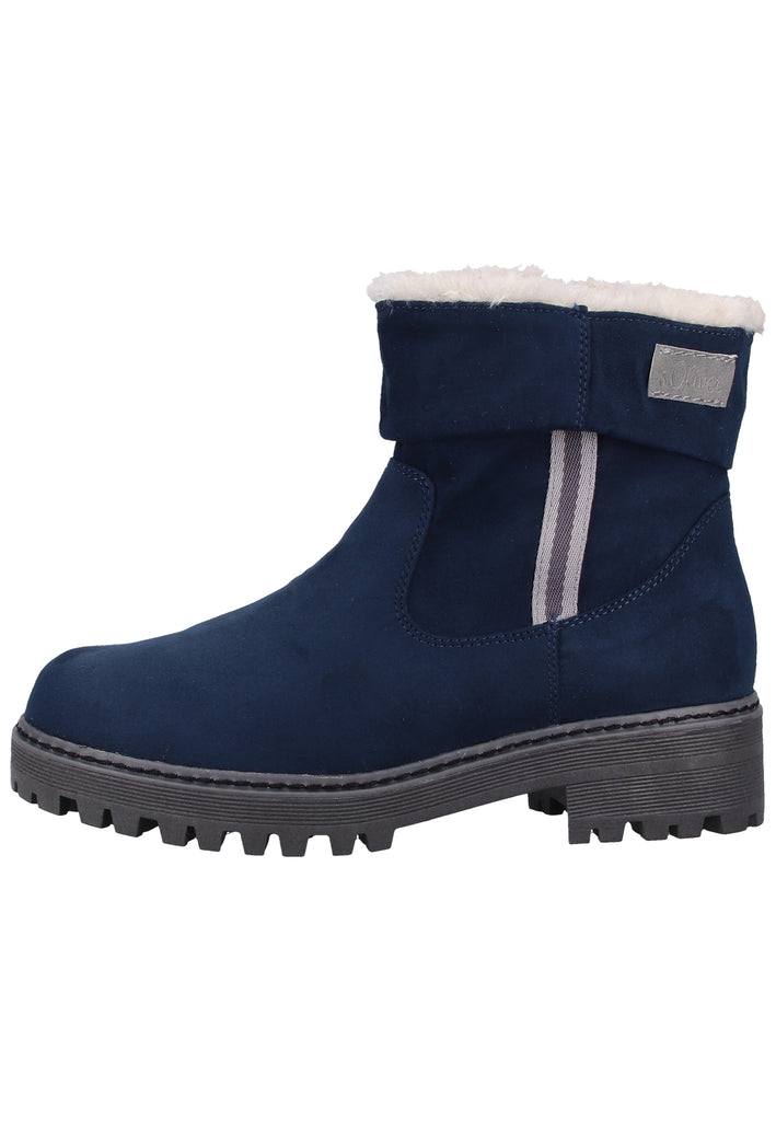 s.Oliver Stiefelette Lederimitat/Textil Navy Warmfutter - surf4shoes