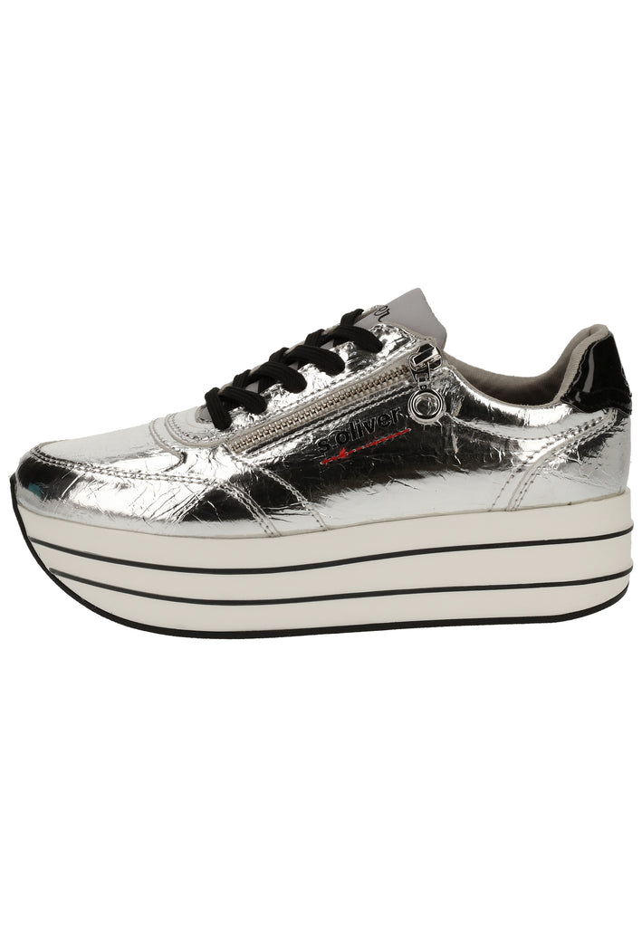 s.Oliver Sneaker Lederimitat/Textil Silber - surf4shoes