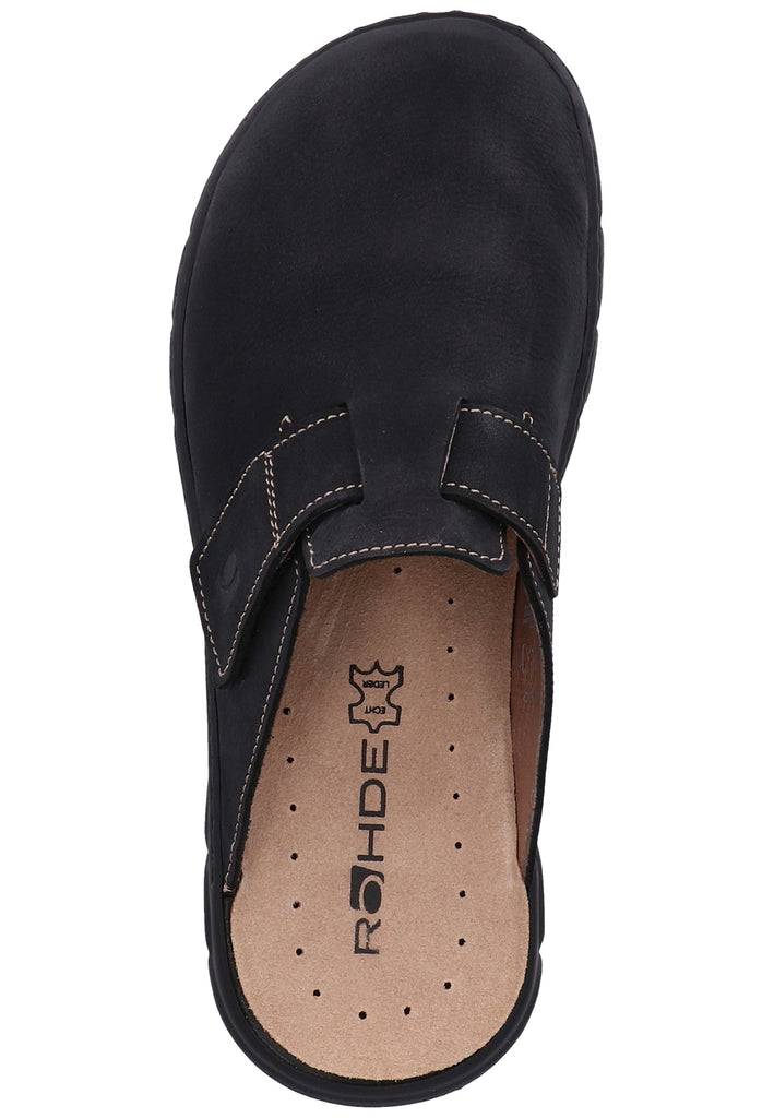 Rohde Hausschuhe Nubukleder Schwarz - surf4shoes