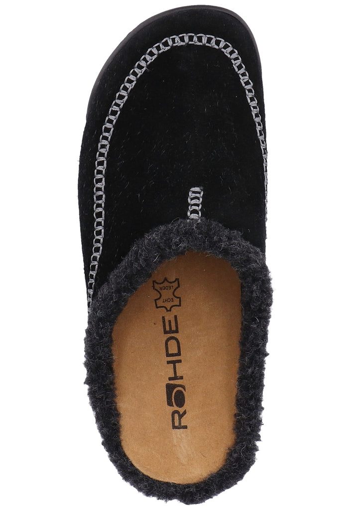 Rohde Hausschuhe Veloursleder Schwarz Warmfutter - surf4shoes