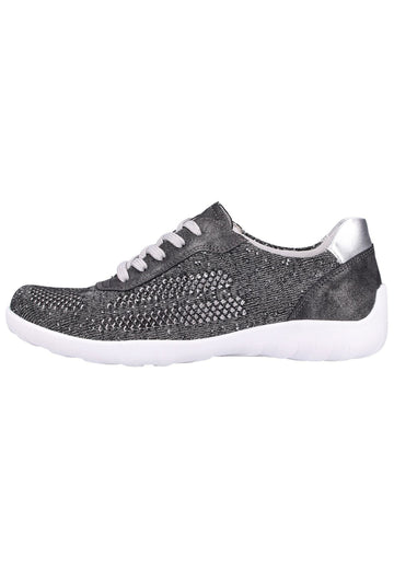 Remonte Halbschuhe Lederimitat Schwarz/Silber - surf4shoes