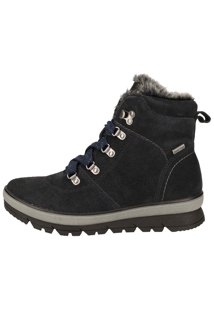 Jana Stiefelette Veloursleder Navy Warmfutter - surf4shoes