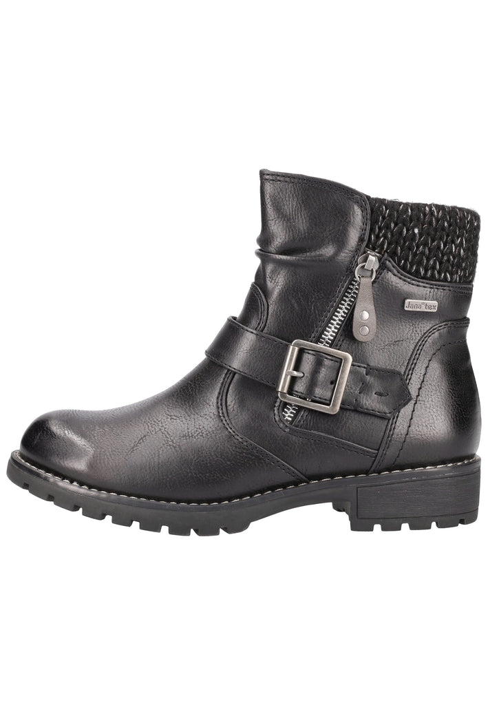 Jana Stiefelette Lederimitat/Textil Schwarz Warmfutter - surf4shoes