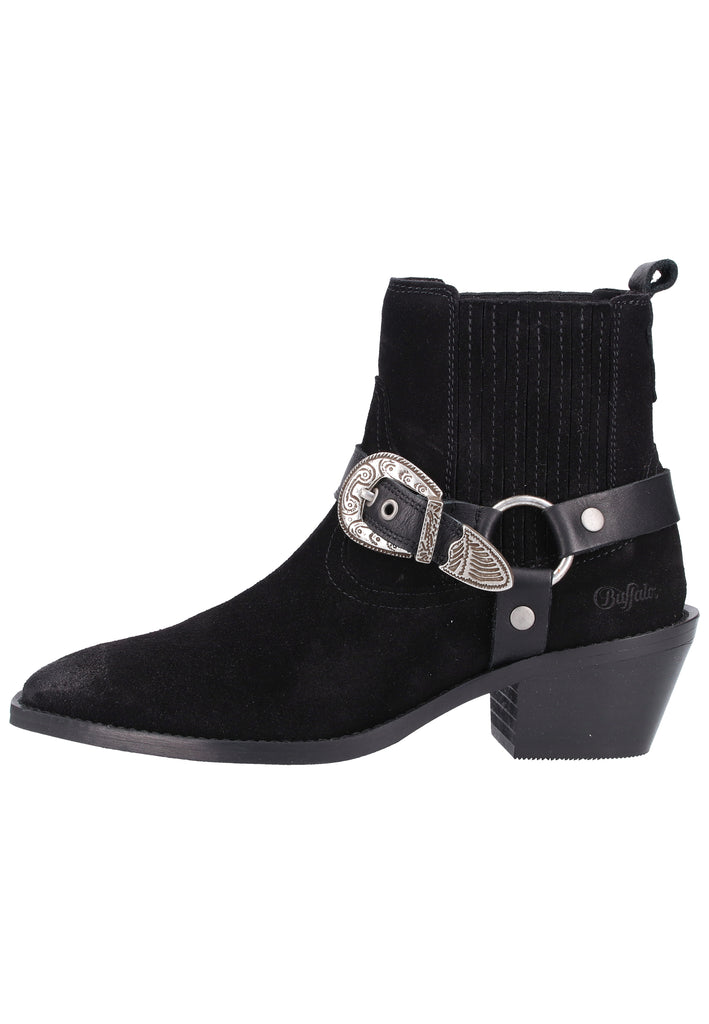 Buffalo Stiefelette Veloursleder Schwarz - surf4shoes