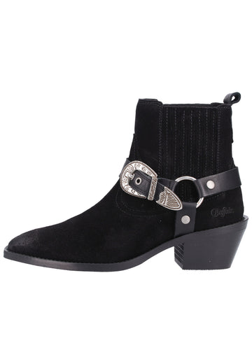 Buffalo Stiefelette Veloursleder Schwarz - surf4shoes
