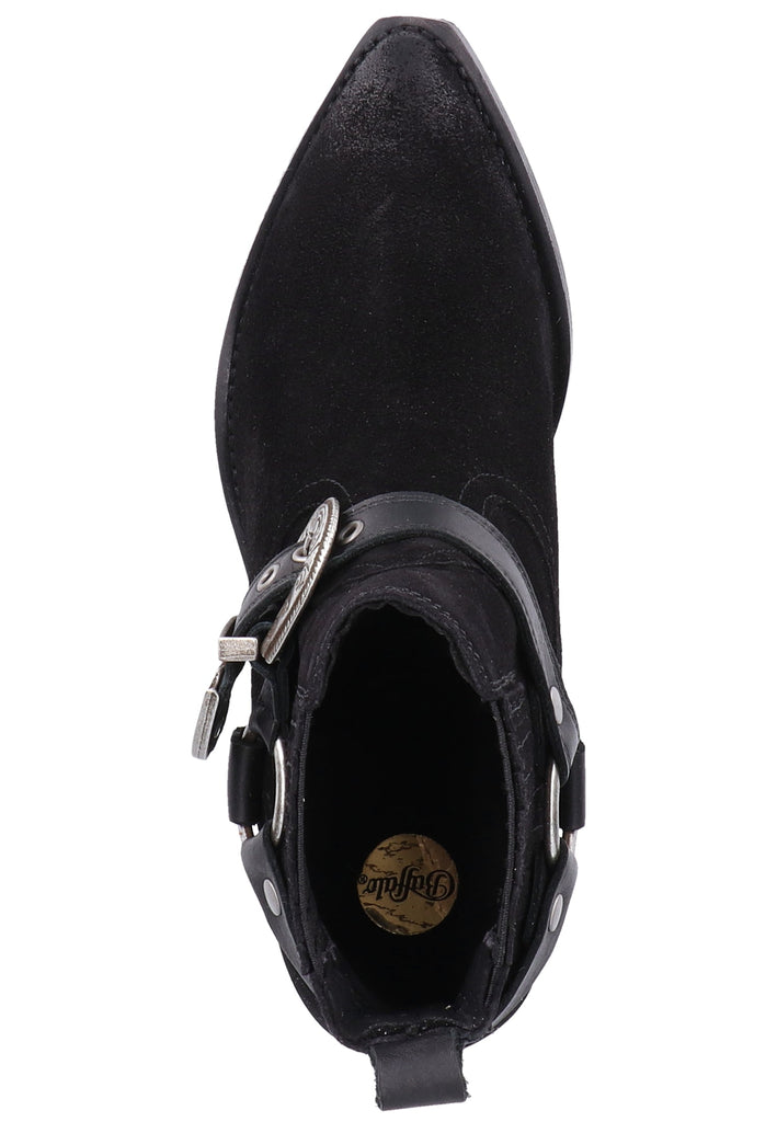 Buffalo Stiefelette Veloursleder Schwarz - surf4shoes