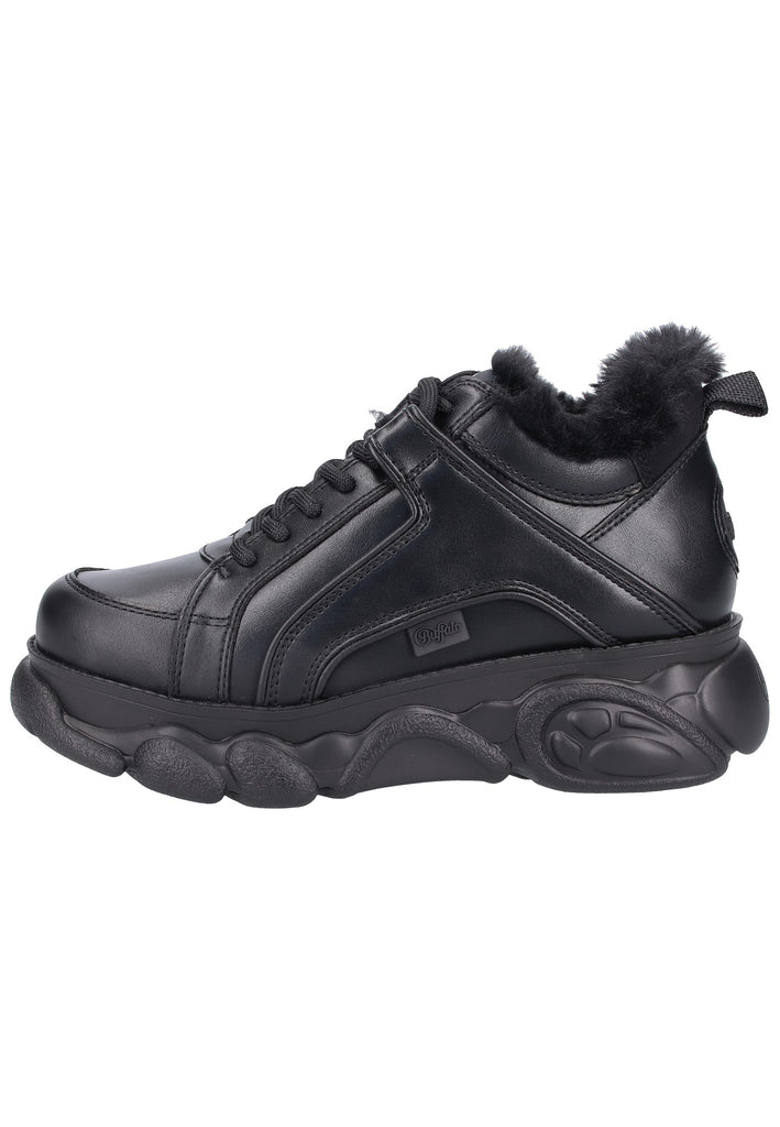 Buffalo Sneaker Lederimitat Schwarz Warmfutter - surf4shoes