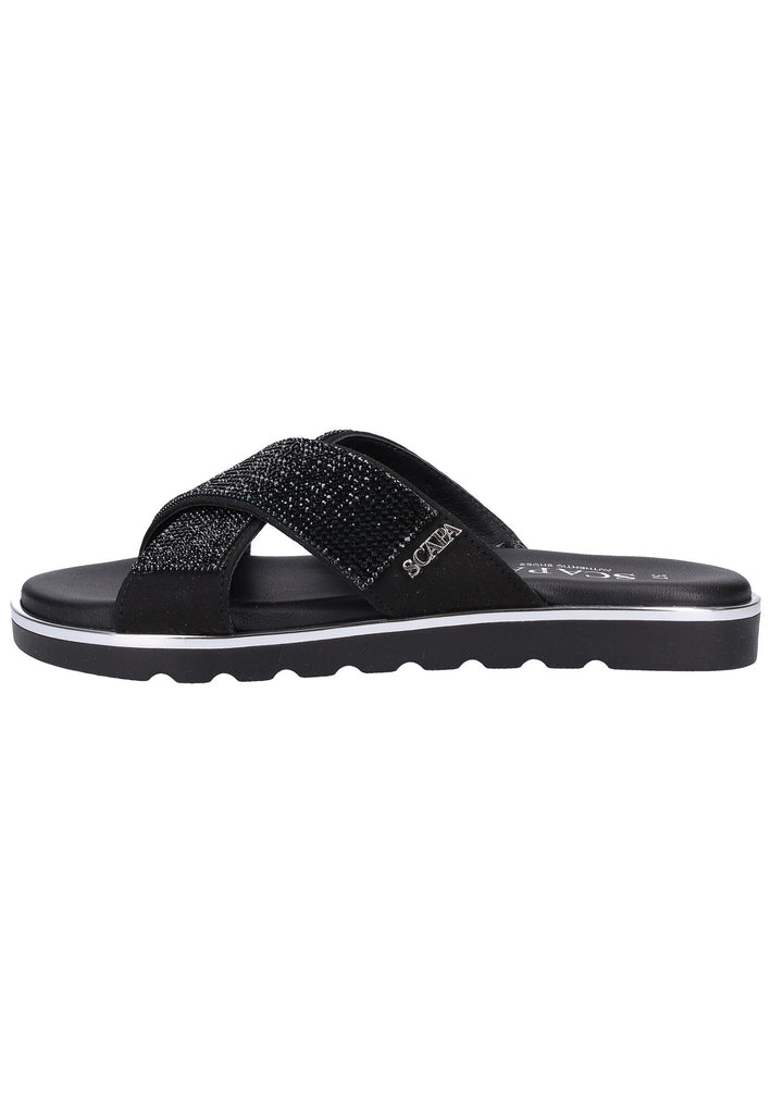 Scapa Pantoletten Lederimitat Schwarz - surf4shoes