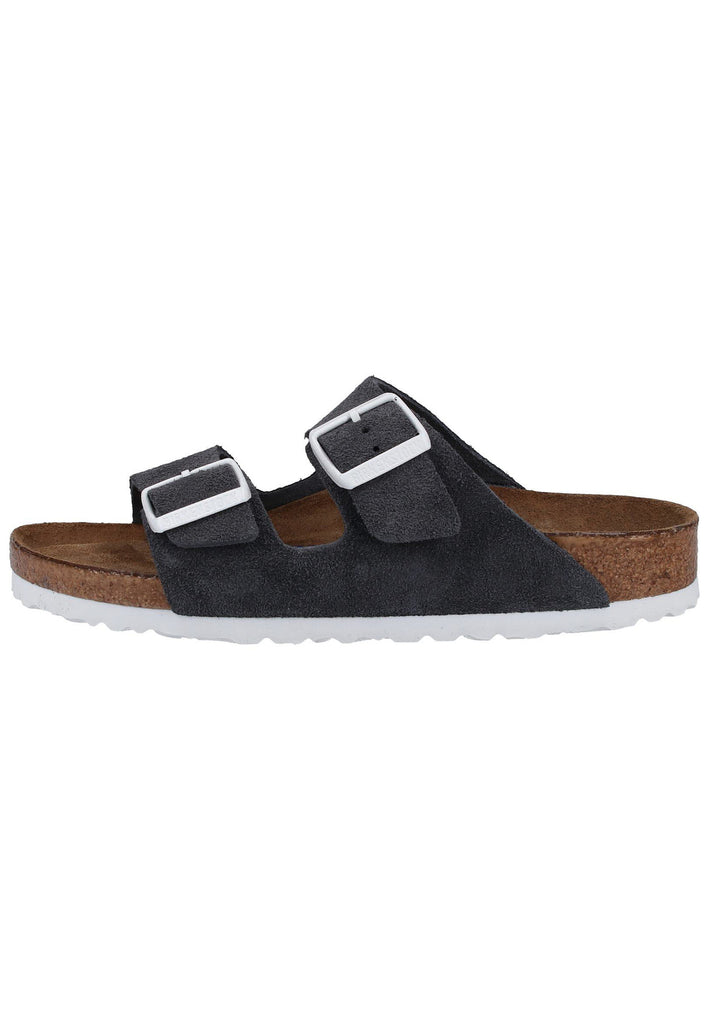 Birkenstock Pantoletten Veloursleder Gunmetal - surf4shoes