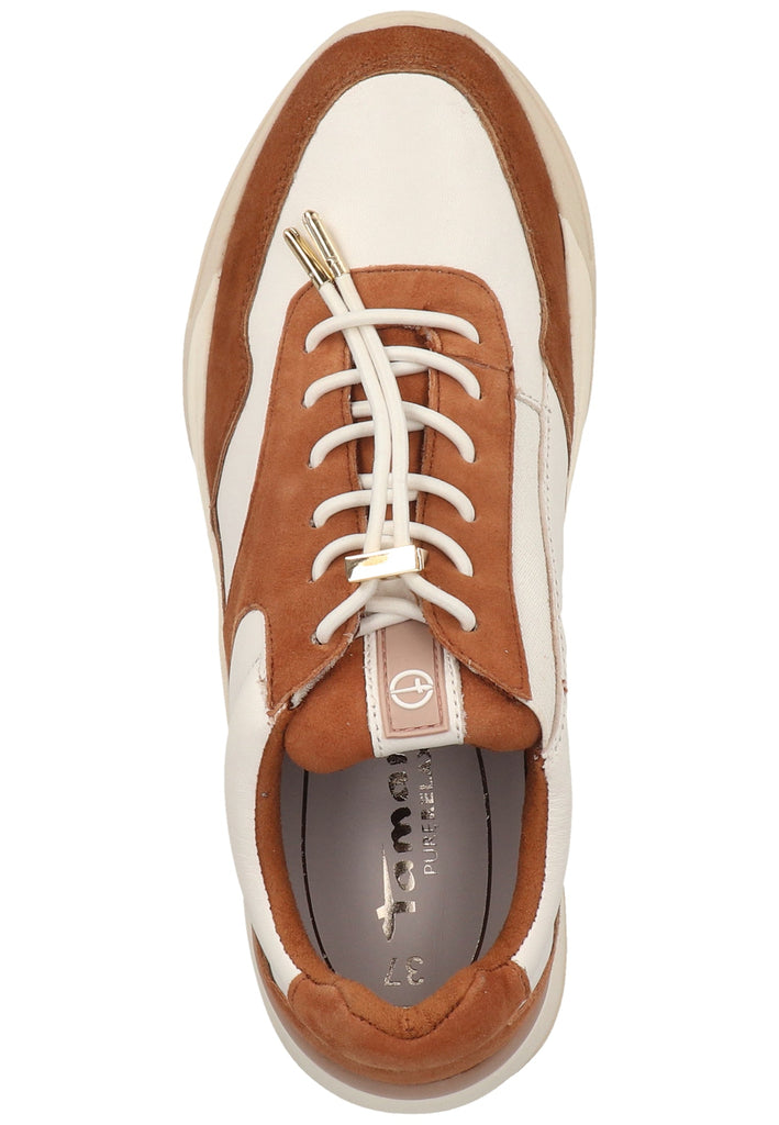 Tamaris Sneaker Leder Weiß/Braun - surf4shoes